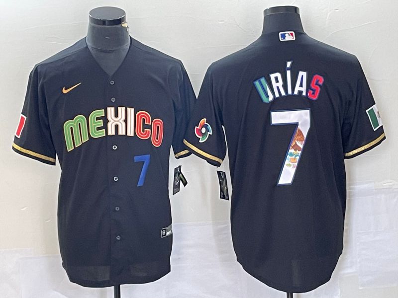 Men 2023 World Cub Mexico 7 Urias Black Nike MLB Jersey style 9181